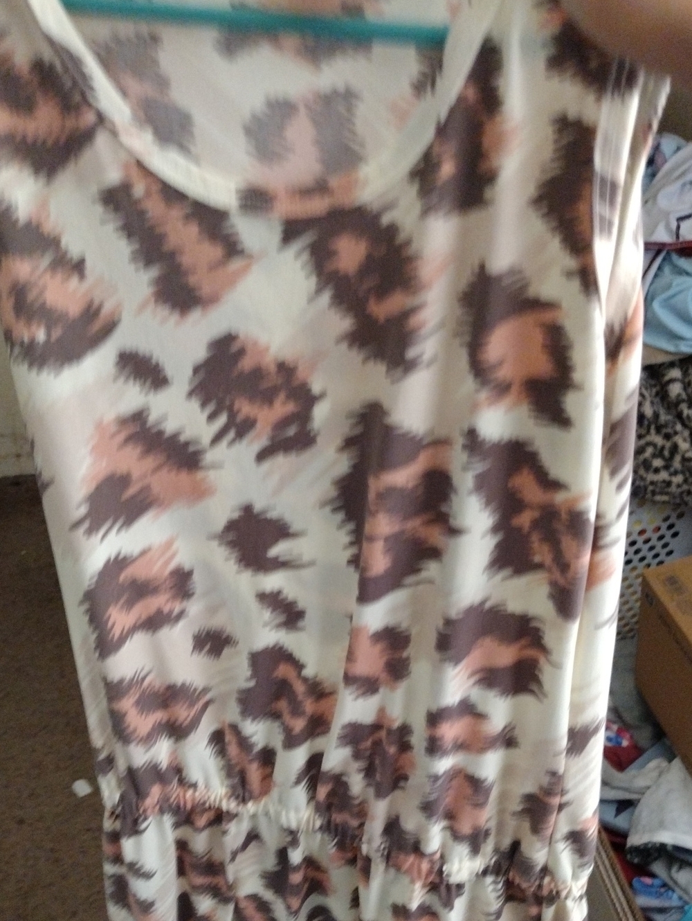 Sleeveless Cream Maxi Dress with Brown and Pink Animal Print